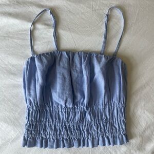 Abercrombie & Fitch Blue Linen-blend Top